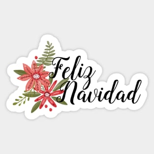 Feliz Navidad with Poinsettias Sticker